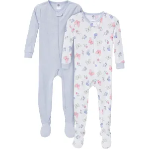 2-Pack Baby & Toddler Girls Butterflies Snug Fit Footed Pajamas