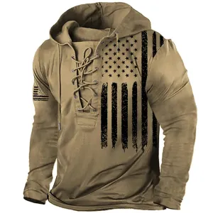 American Flag With Eagle Men's Patriotic Retro Hoodie