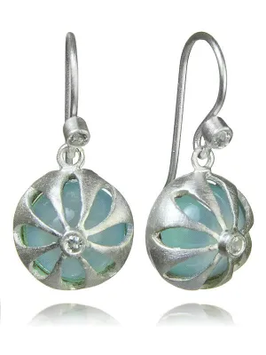 Arabesque Cut Out Earring Drops (Aqua Chalcedony)