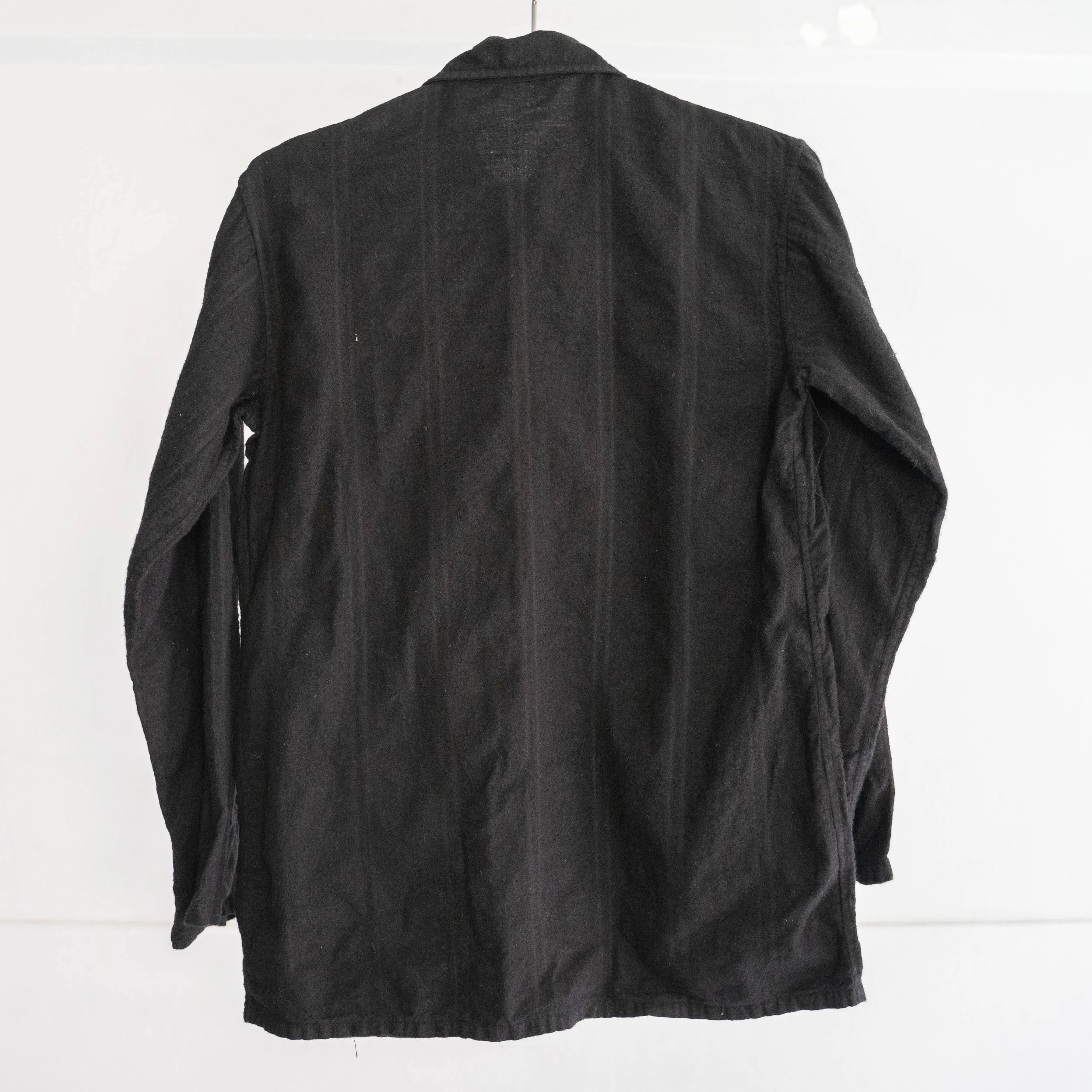 around 1980s Europe cotton flannel stripe pattern pajamas shirt ’black dyed'