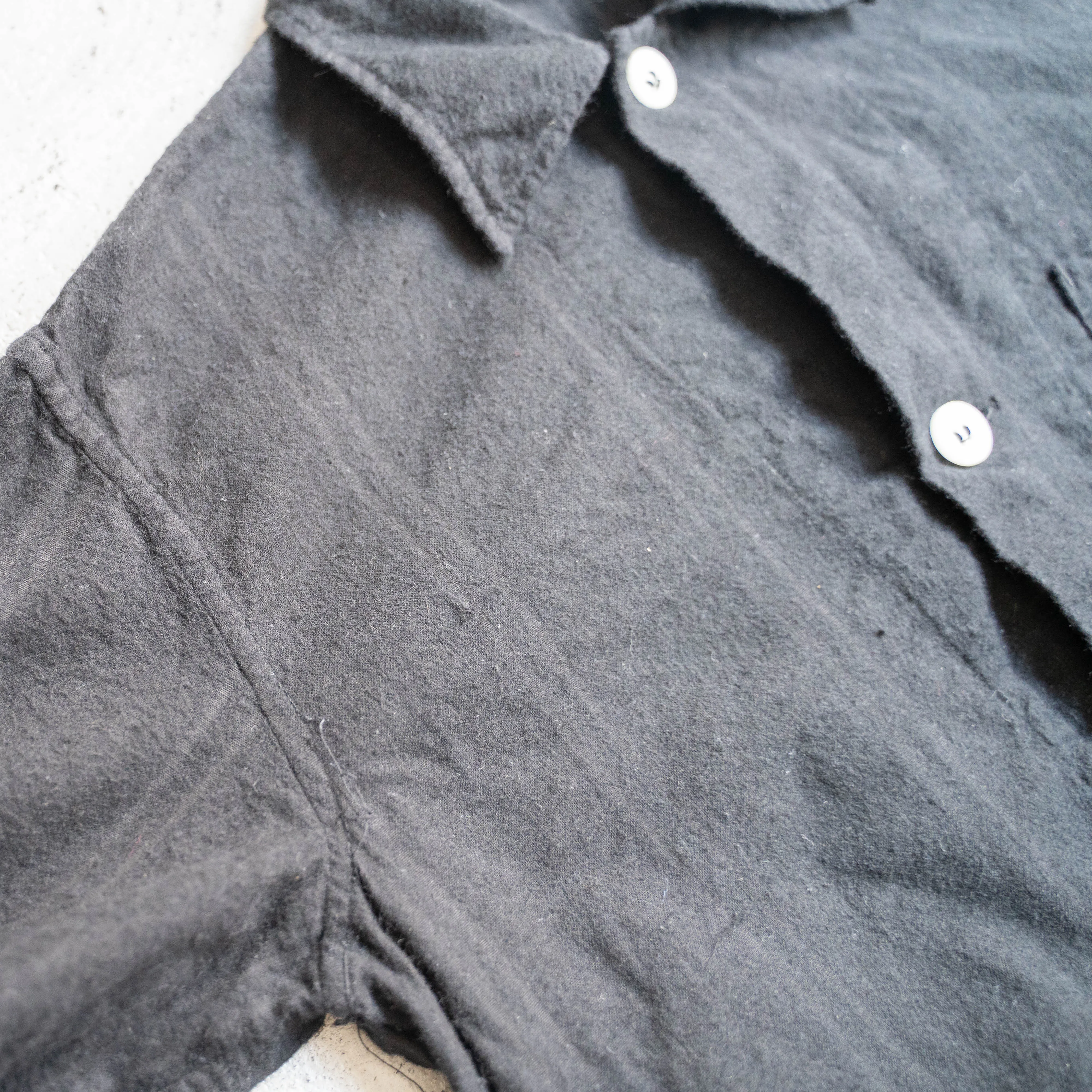 around 1980s Europe cotton flannel stripe pattern pajamas shirt ’black dyed'