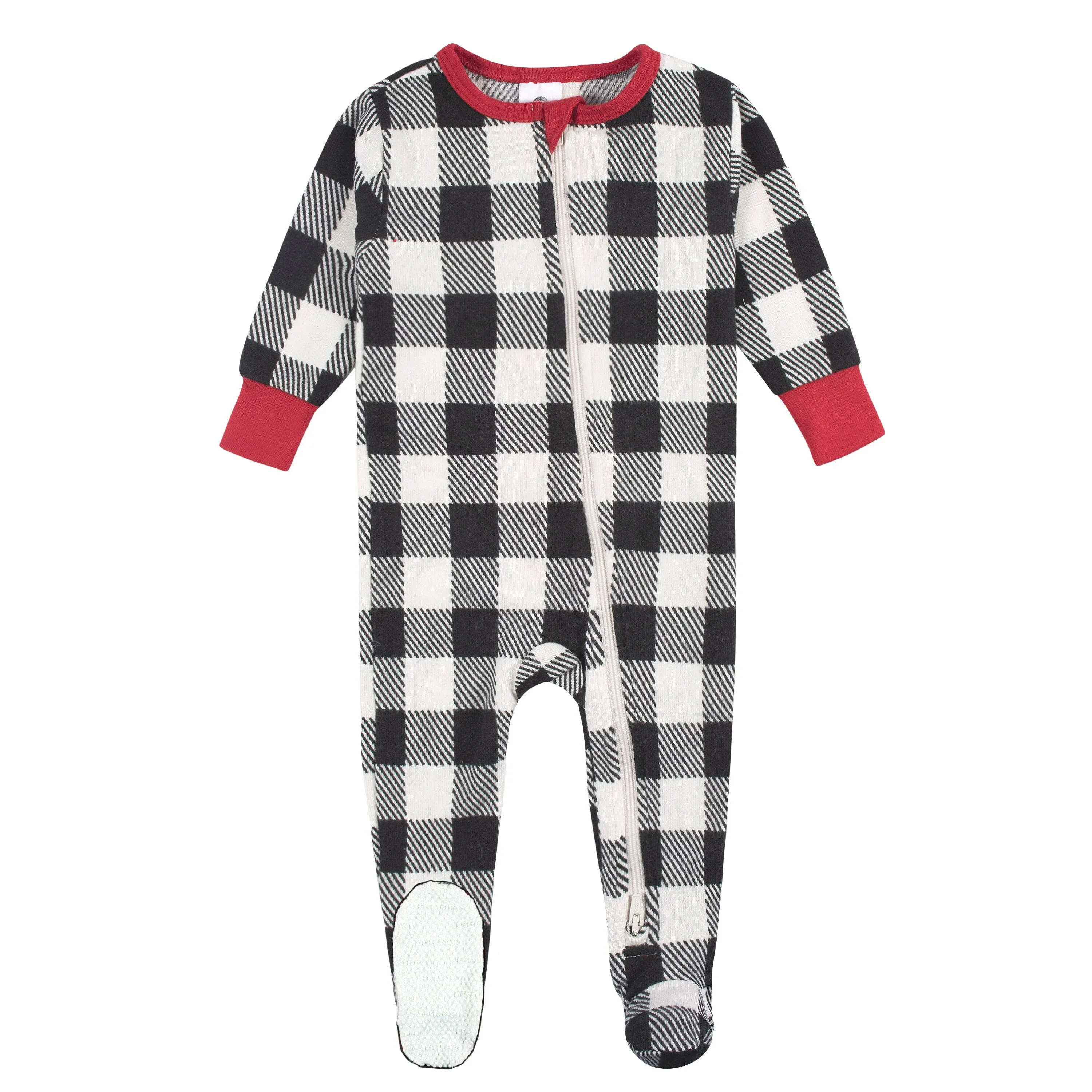 Baby & Toddler Neutral Buffalo Plaid Hacci Snug Fit Footed Pajamas