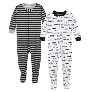 Baby Boys' 2-Pack Organic "Good Morning" Snug Fit Footed Pajamas