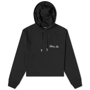 Balmain Signature Cropped Hoodie, black