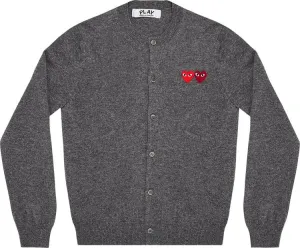 Cardigan Comme des Garçons PLAY Wool Layered Double Heart Cardigan 'Grey', gray