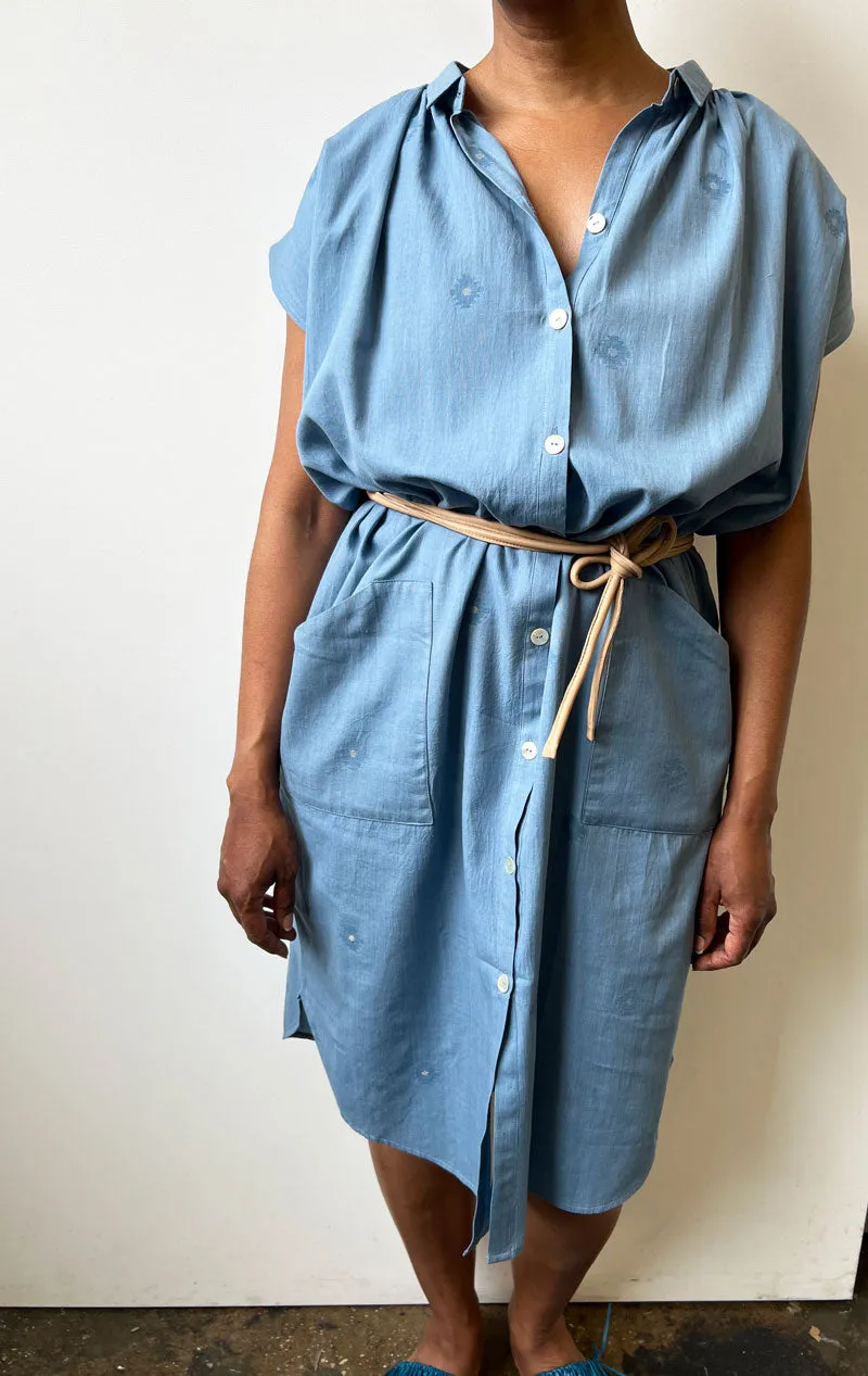 Chambray Khadi button dress-sale