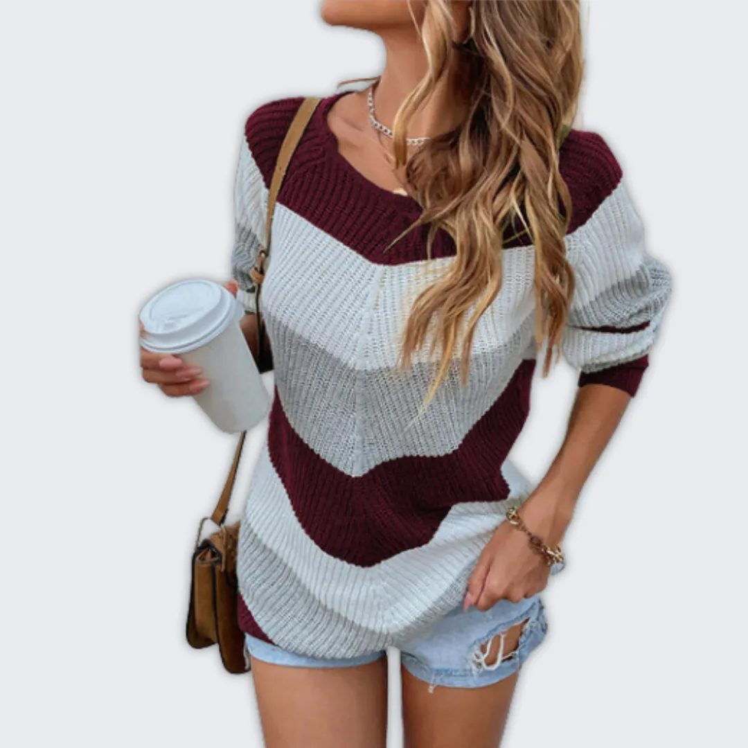 Chic Women's Cozy Striped Sweater for Winter Warmth