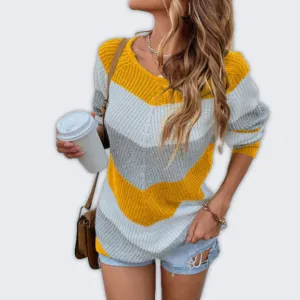 Chic Women's Cozy Striped Sweater for Winter Warmth