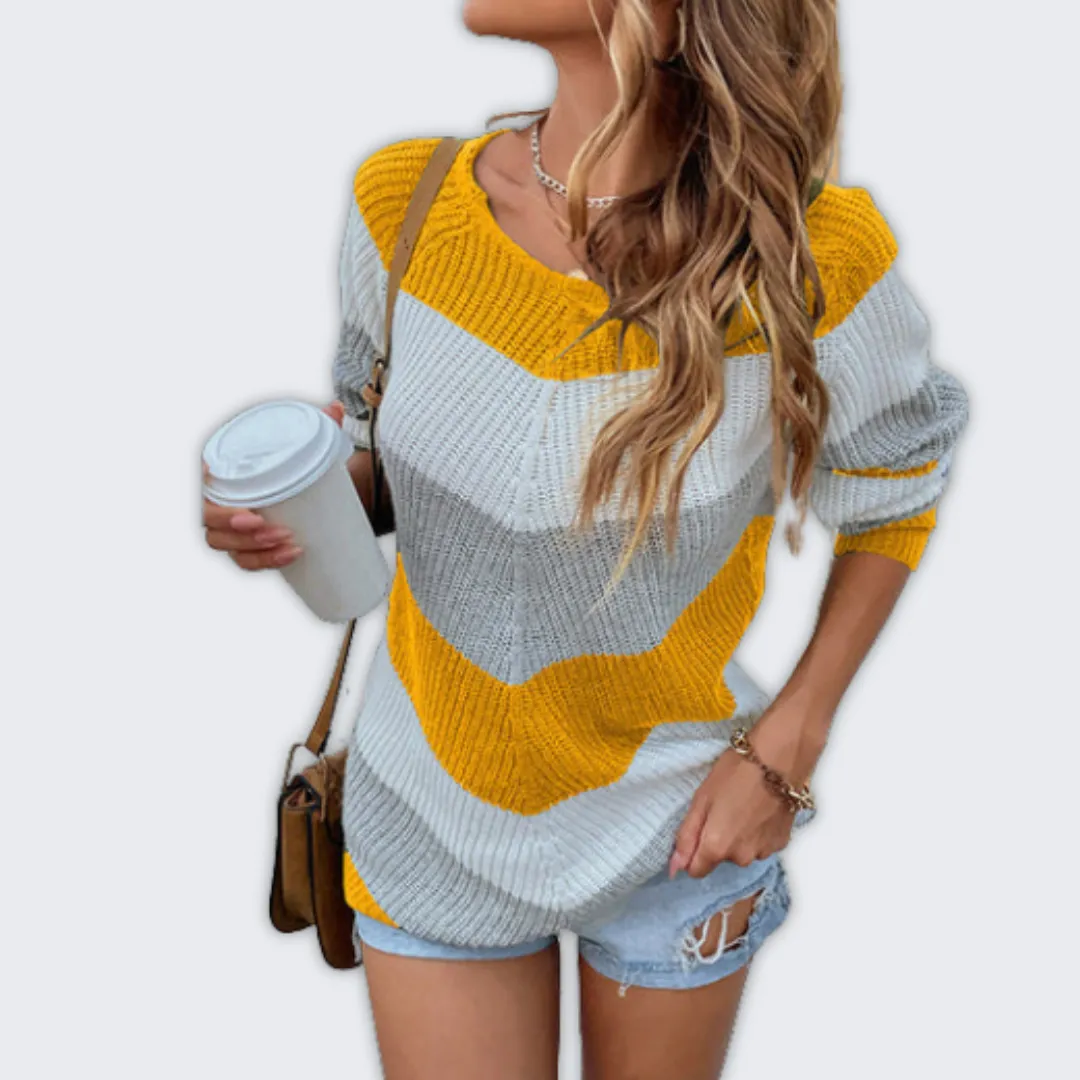 Chic Women's Cozy Striped Sweater for Winter Warmth