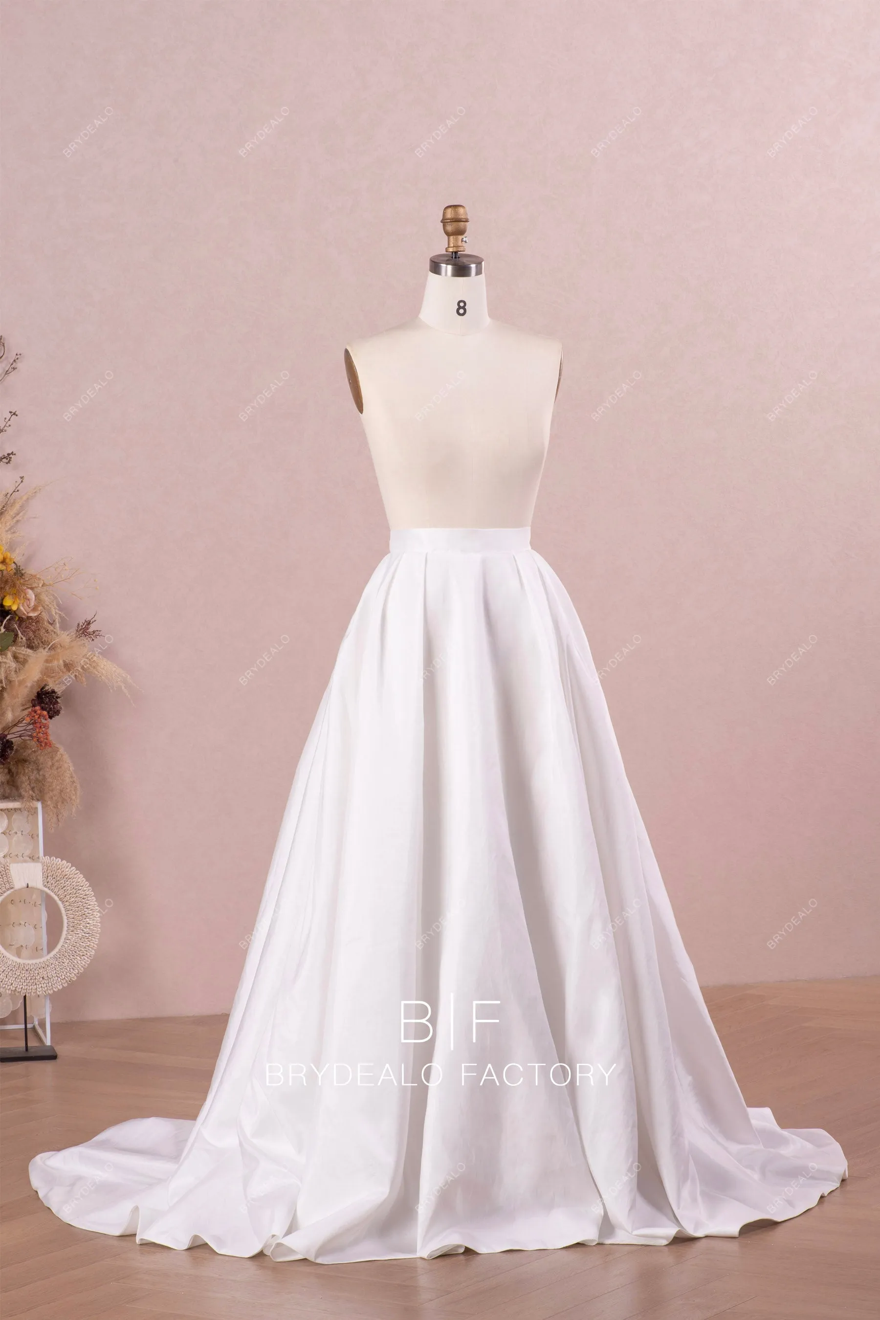 Classic Taffeta Long A-line Bridal Overskirt Wedding Separates