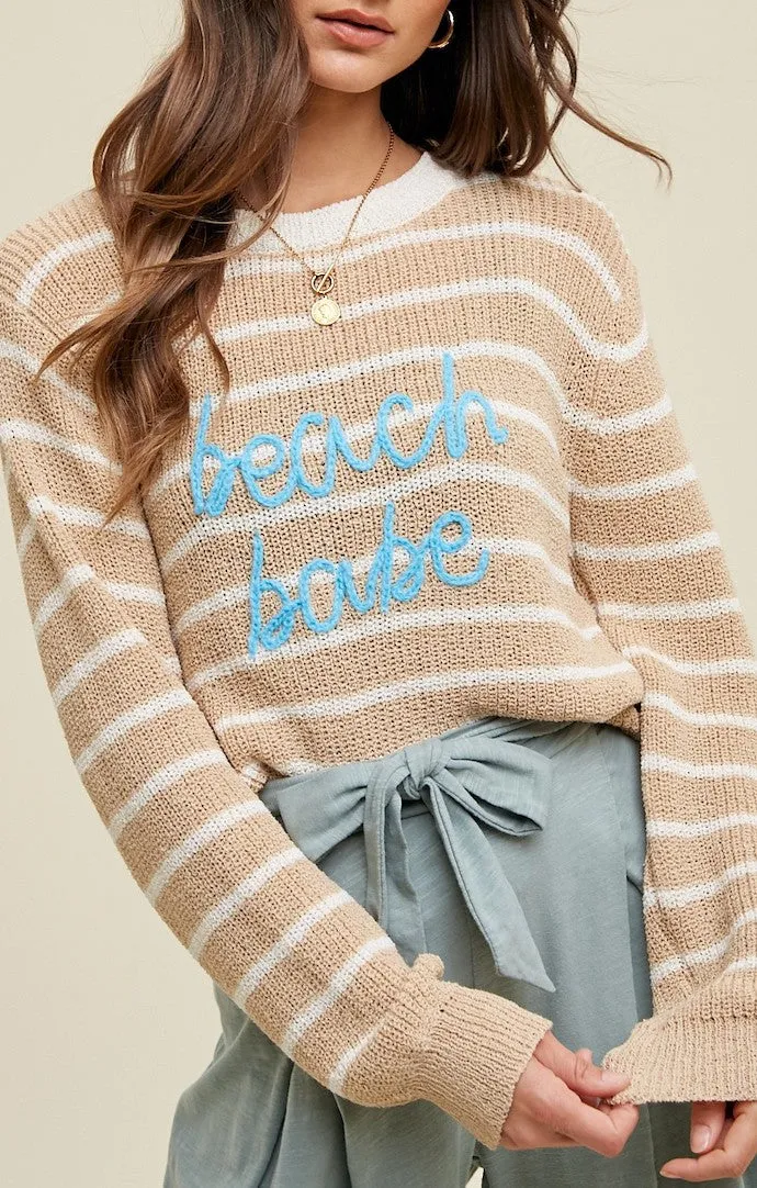 Emaline Taupe "Beach Babe" Sweater