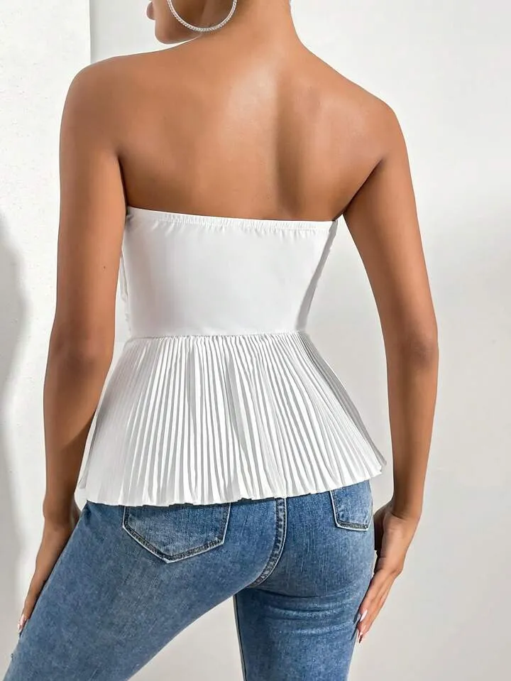 Essnce Solid pleated Tube top