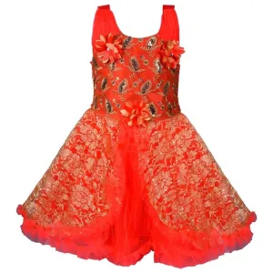 Girls A-line Floral Embroidered Ethnic dress