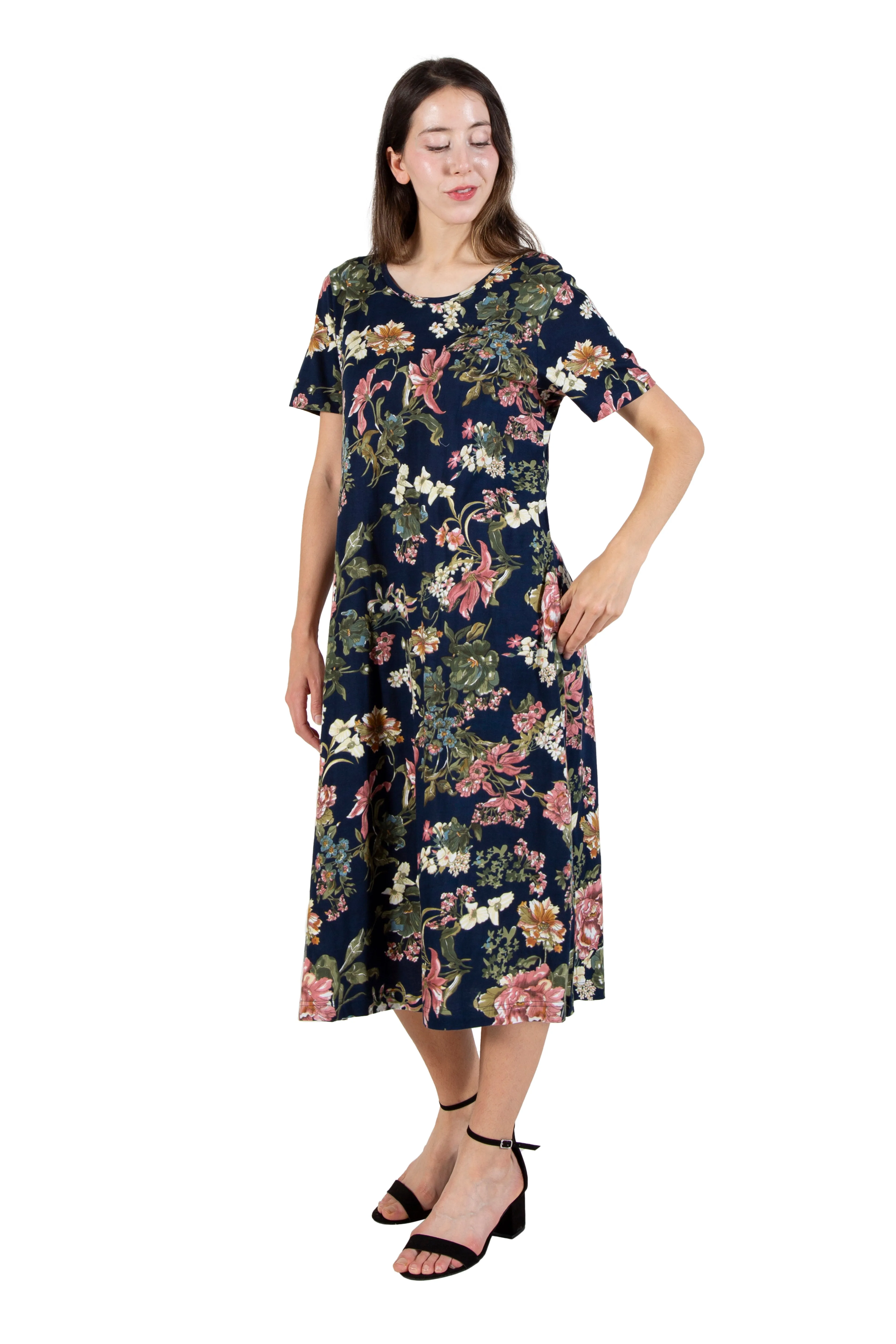 La Cera Midnight Floral Knit Dress