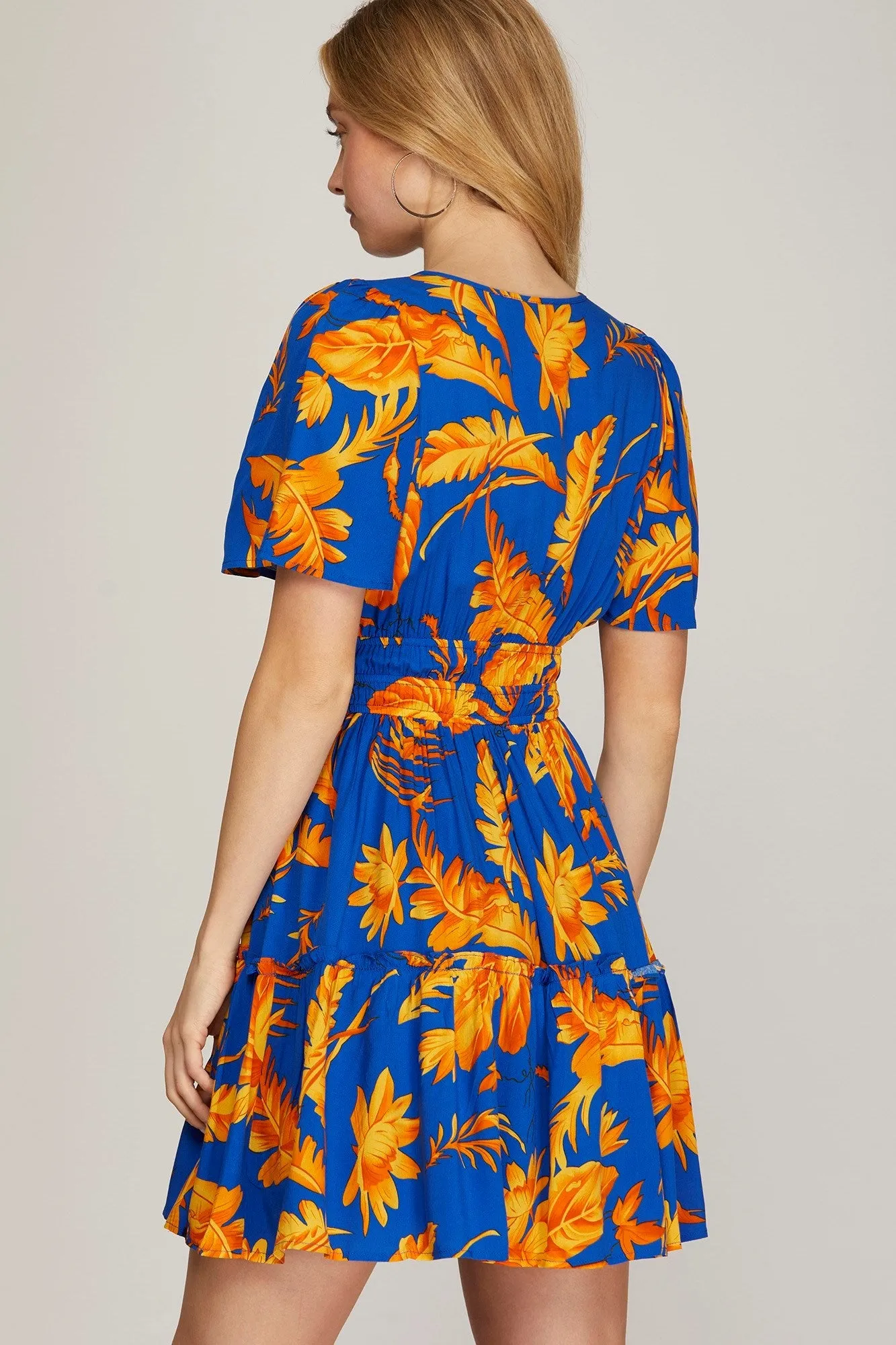 Lightweight Elastic waist Floral Dress