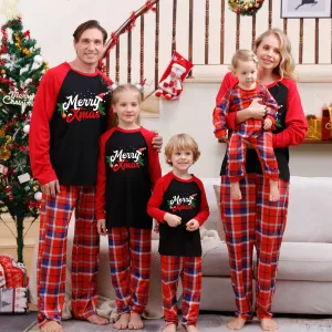 “Merry Xmas” Plaid Print Holiday Family Pajama Set