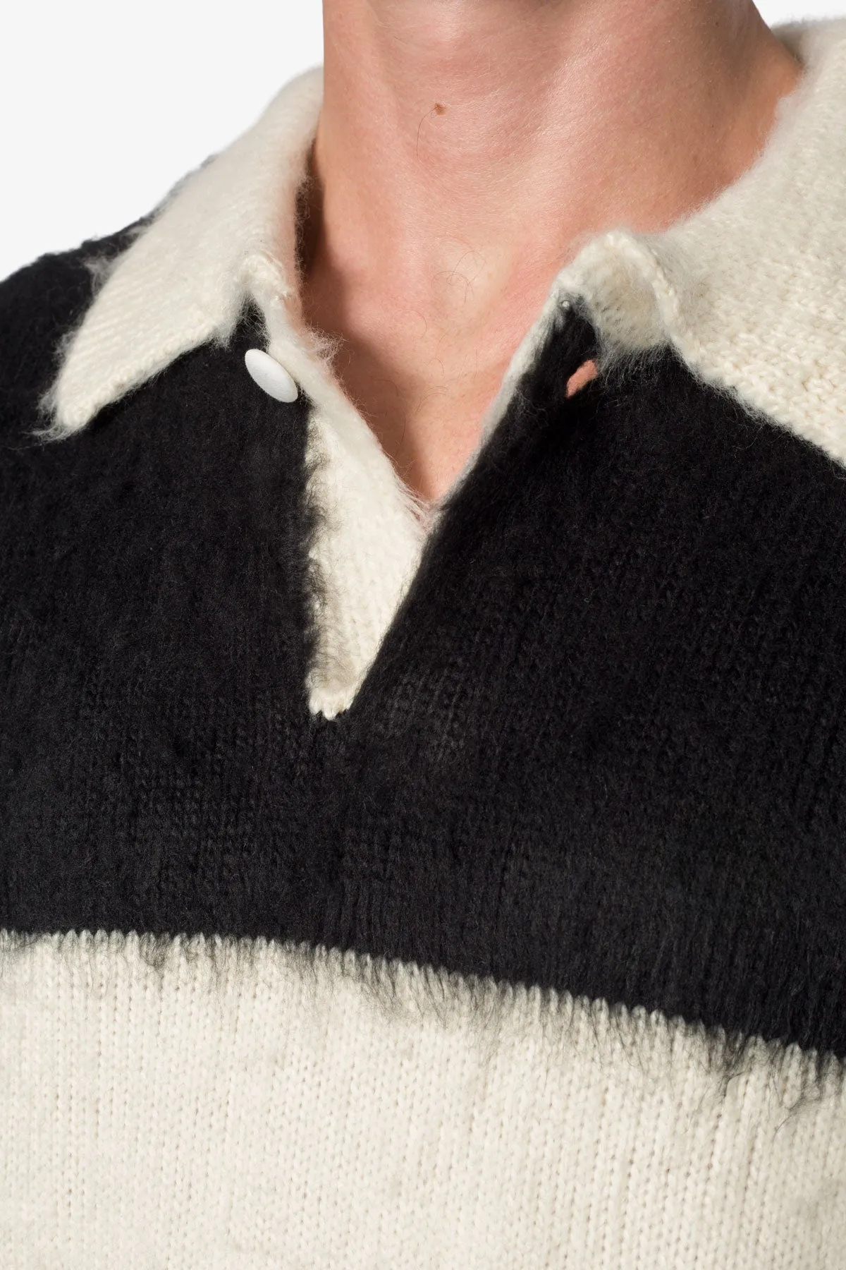 Mohair Rugby Sweater - Black/White