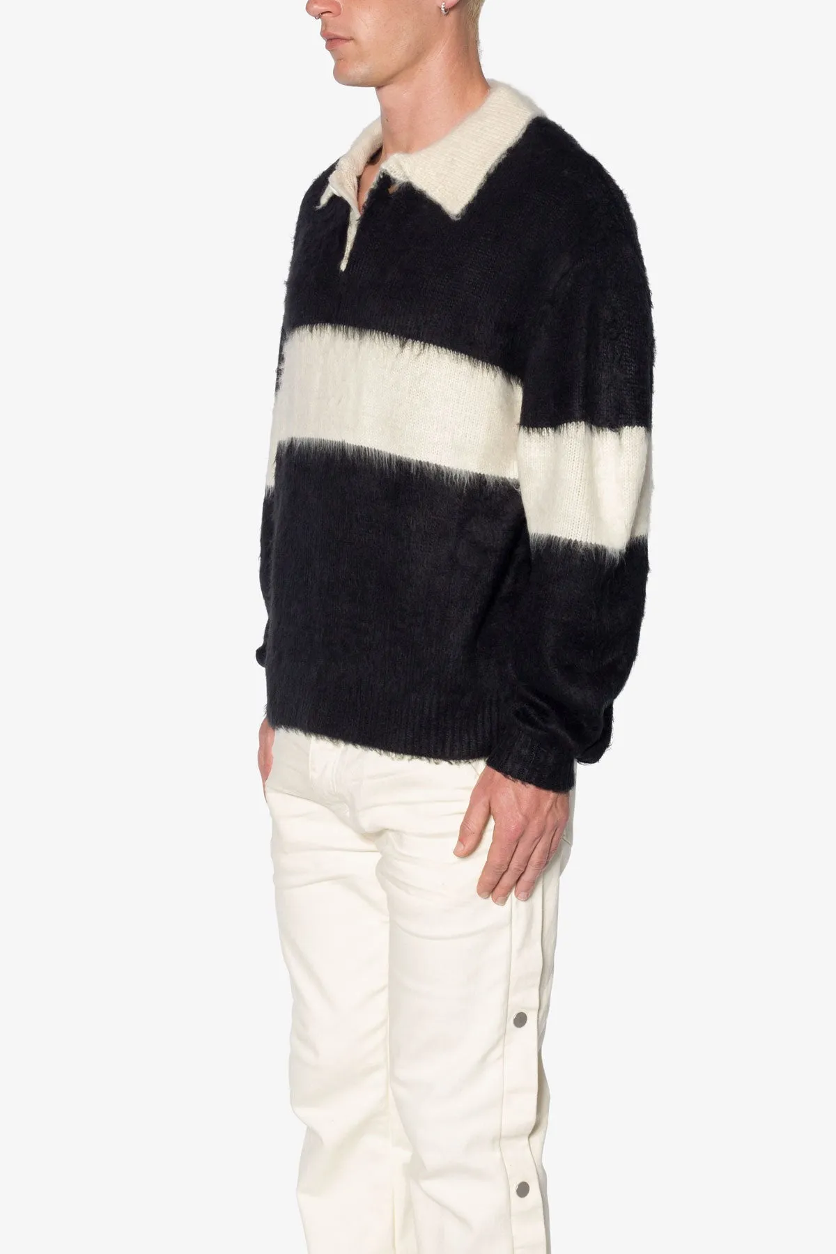 Mohair Rugby Sweater - Black/White