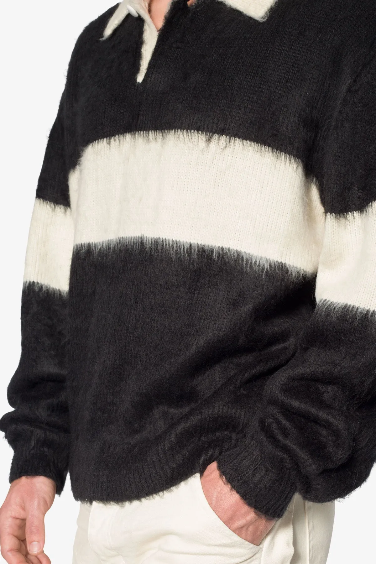 Mohair Rugby Sweater - Black/White