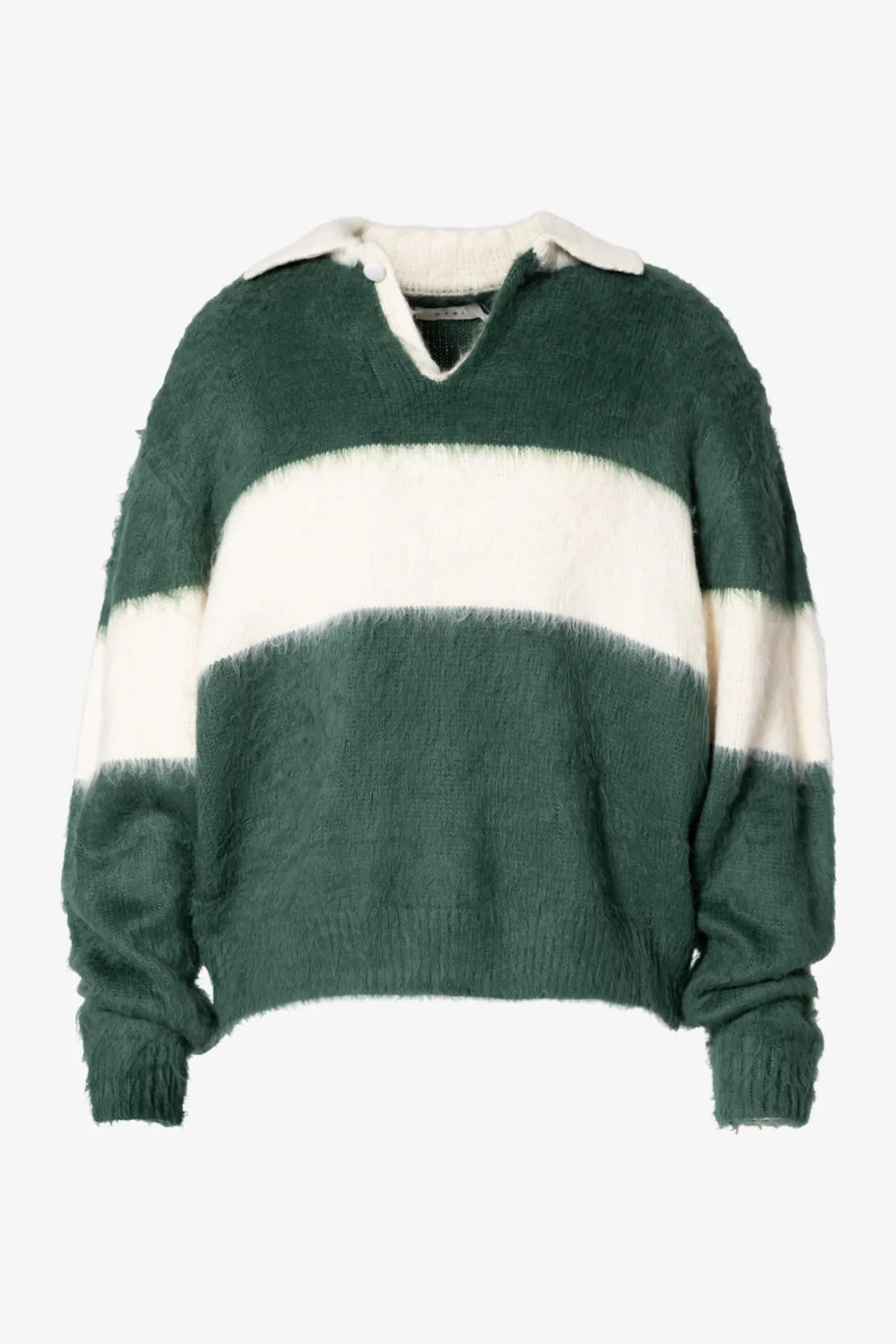 Mohair Rugby Sweater - Green/White