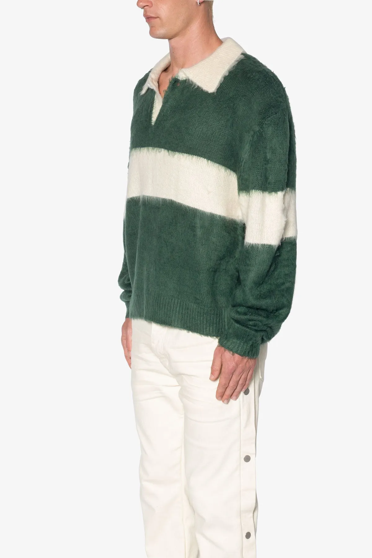 Mohair Rugby Sweater - Green/White