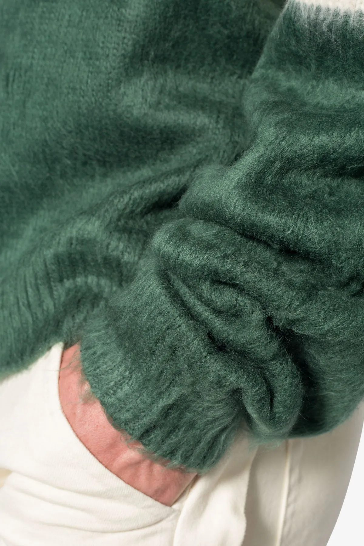 Mohair Rugby Sweater - Green/White