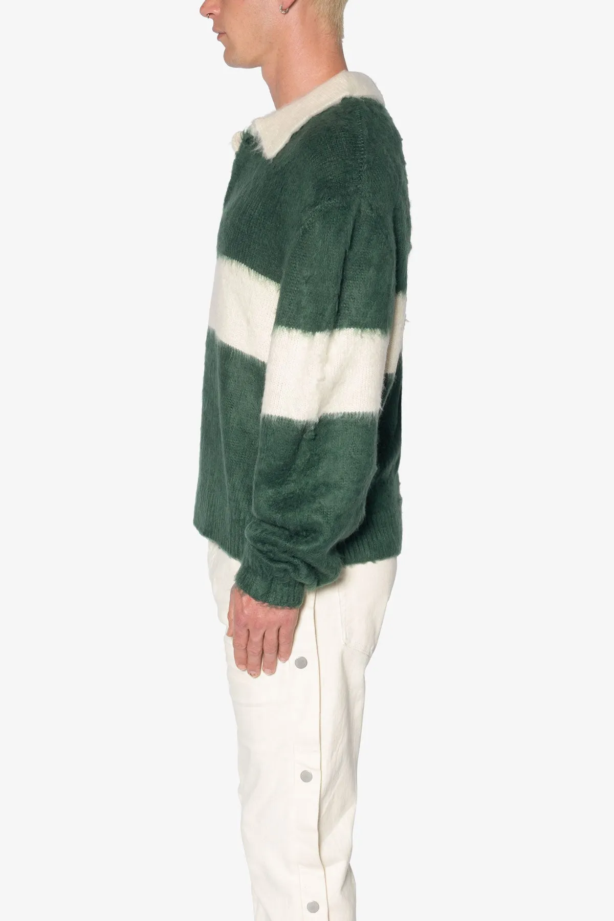 Mohair Rugby Sweater - Green/White