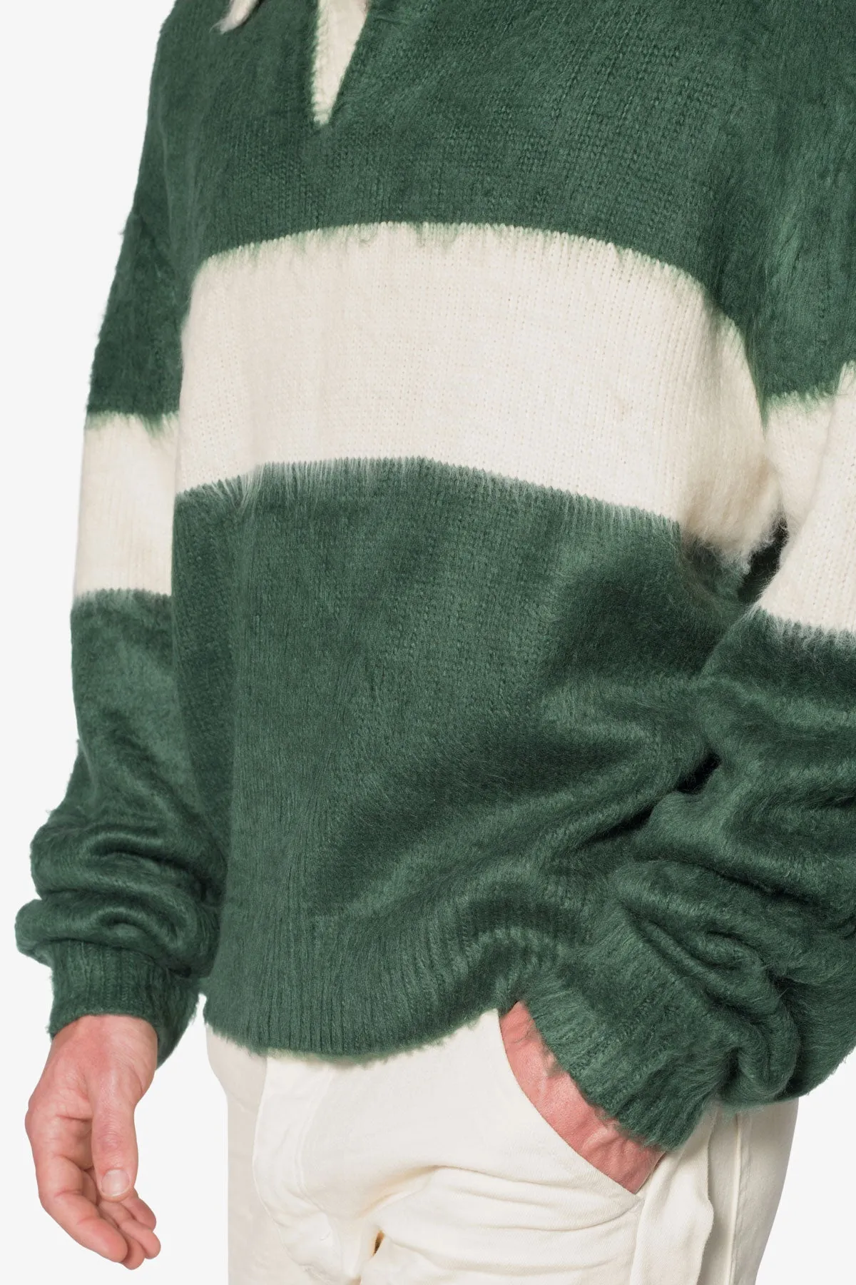 Mohair Rugby Sweater - Green/White