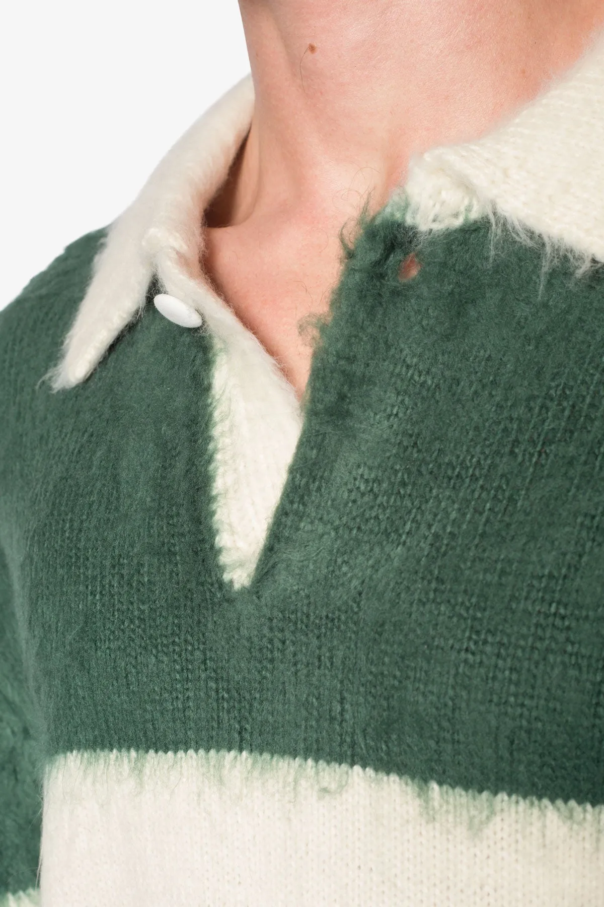 Mohair Rugby Sweater - Green/White