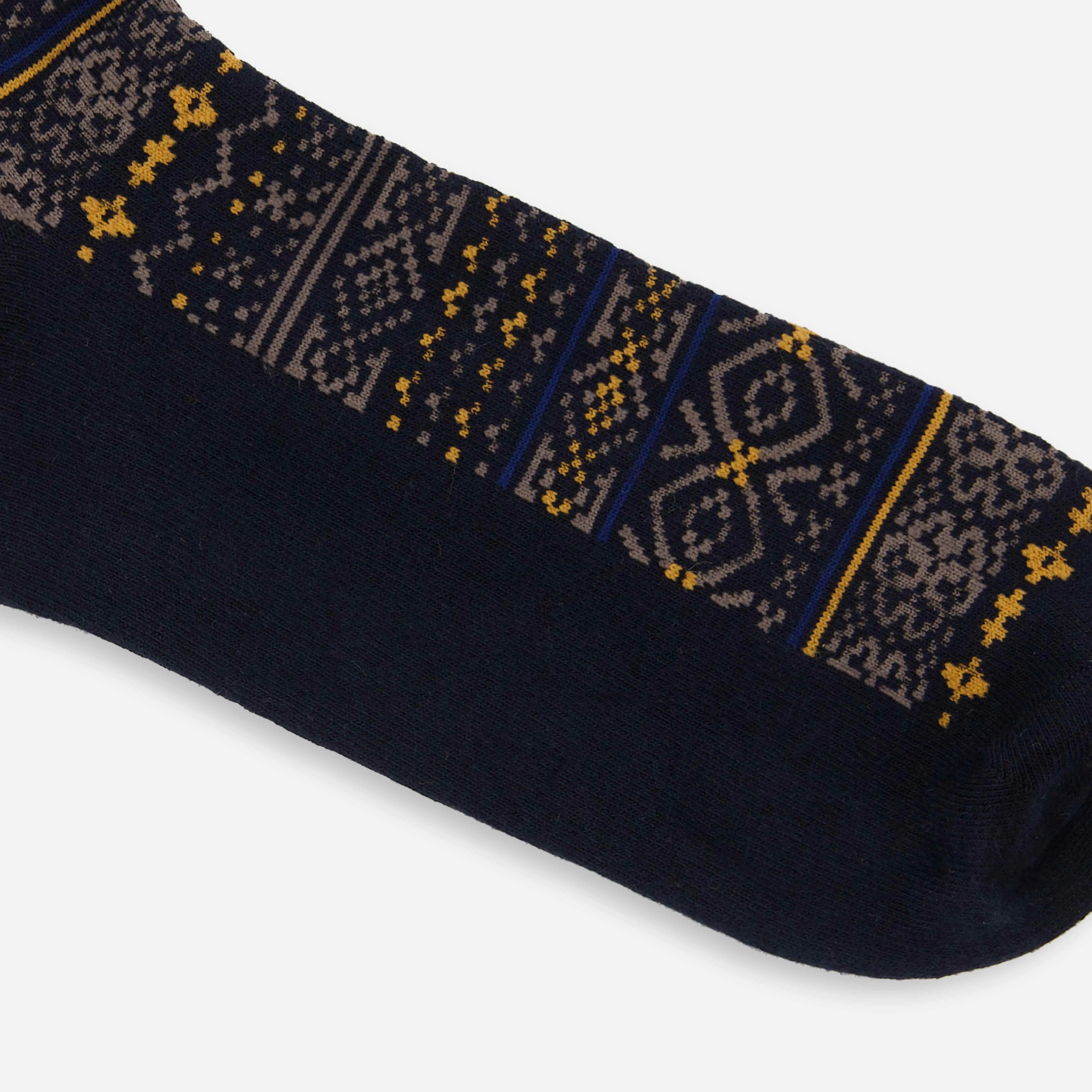 Multi Fairisle Navy Dress Socks