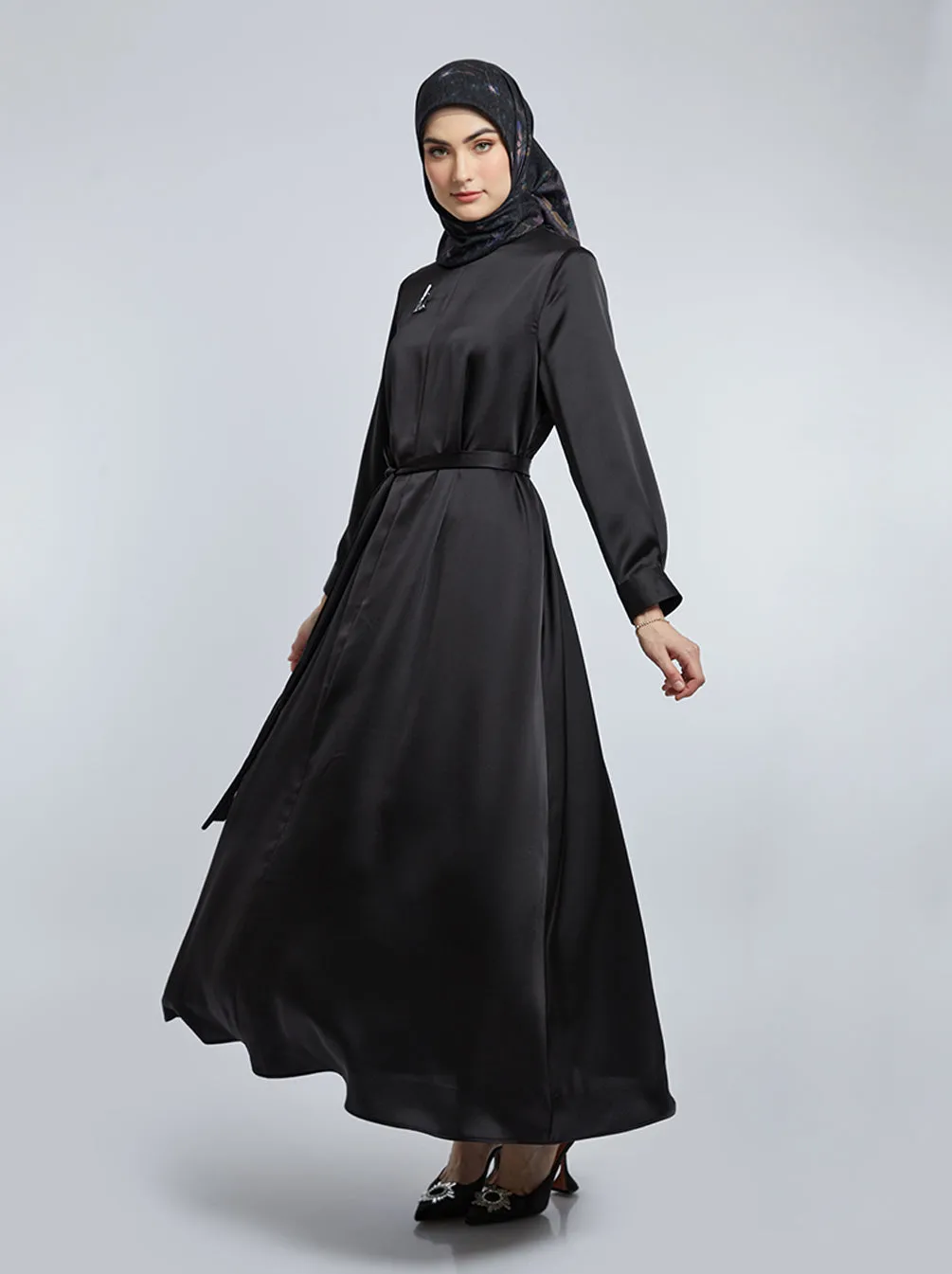 NAYLA A-LINE DRESS PLAIN BLACK