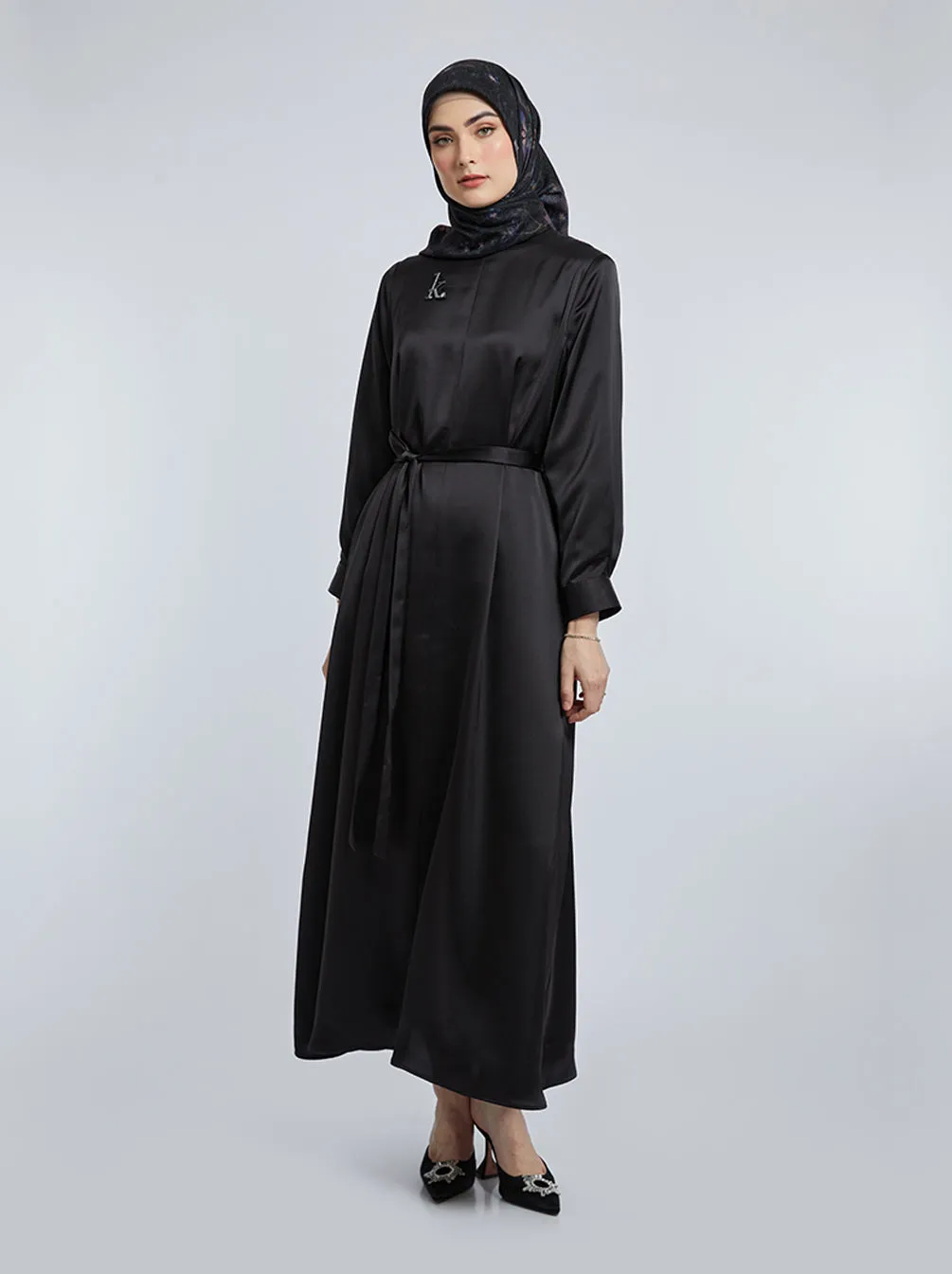 NAYLA A-LINE DRESS PLAIN BLACK