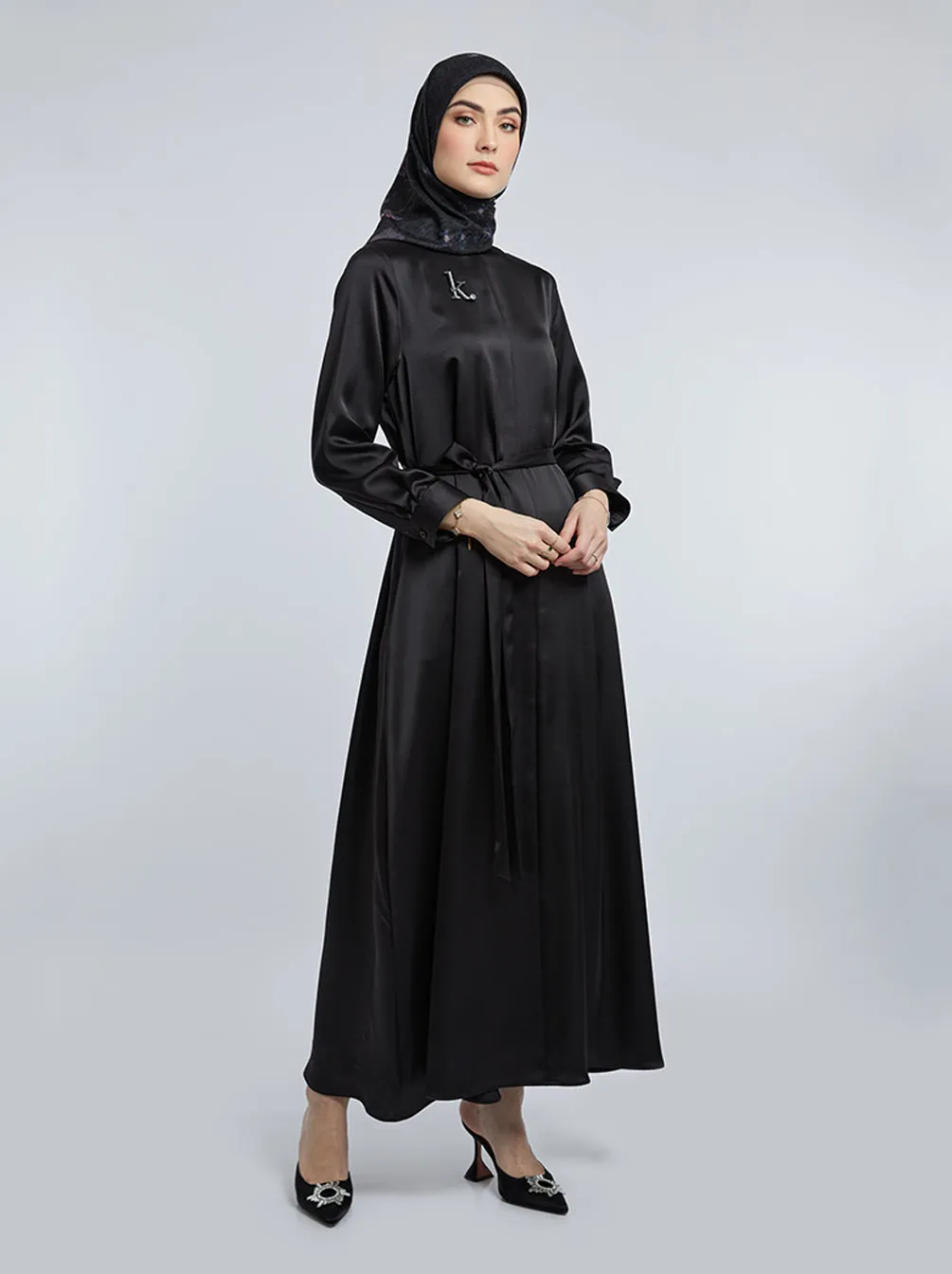 NAYLA A-LINE DRESS PLAIN BLACK