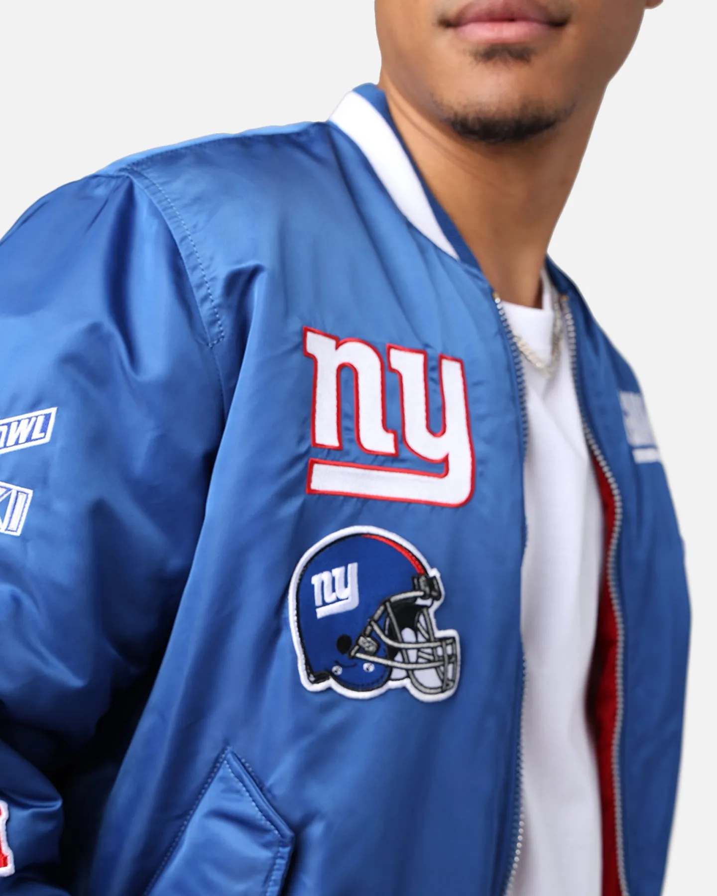 New Era X Alpha Series X NFL New York Giants MA-1 Bomber Jacket Royal/Red