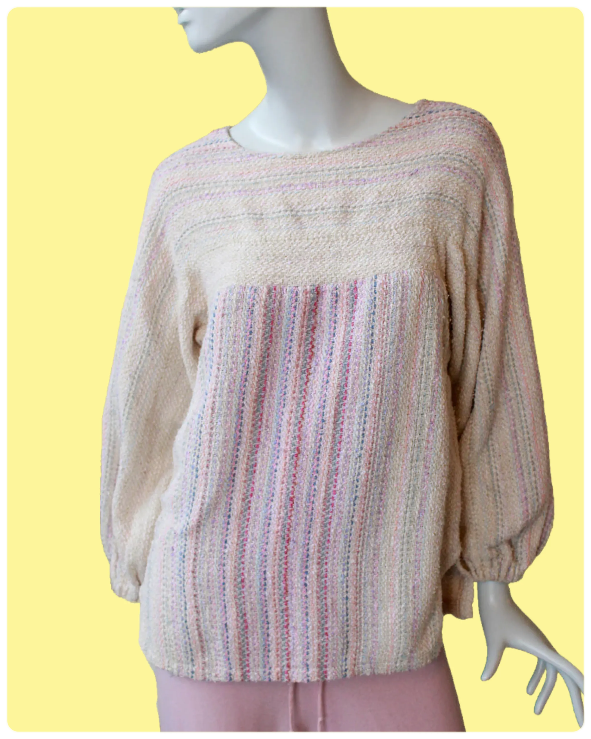 Pastel Hand Knit Sweater, Large