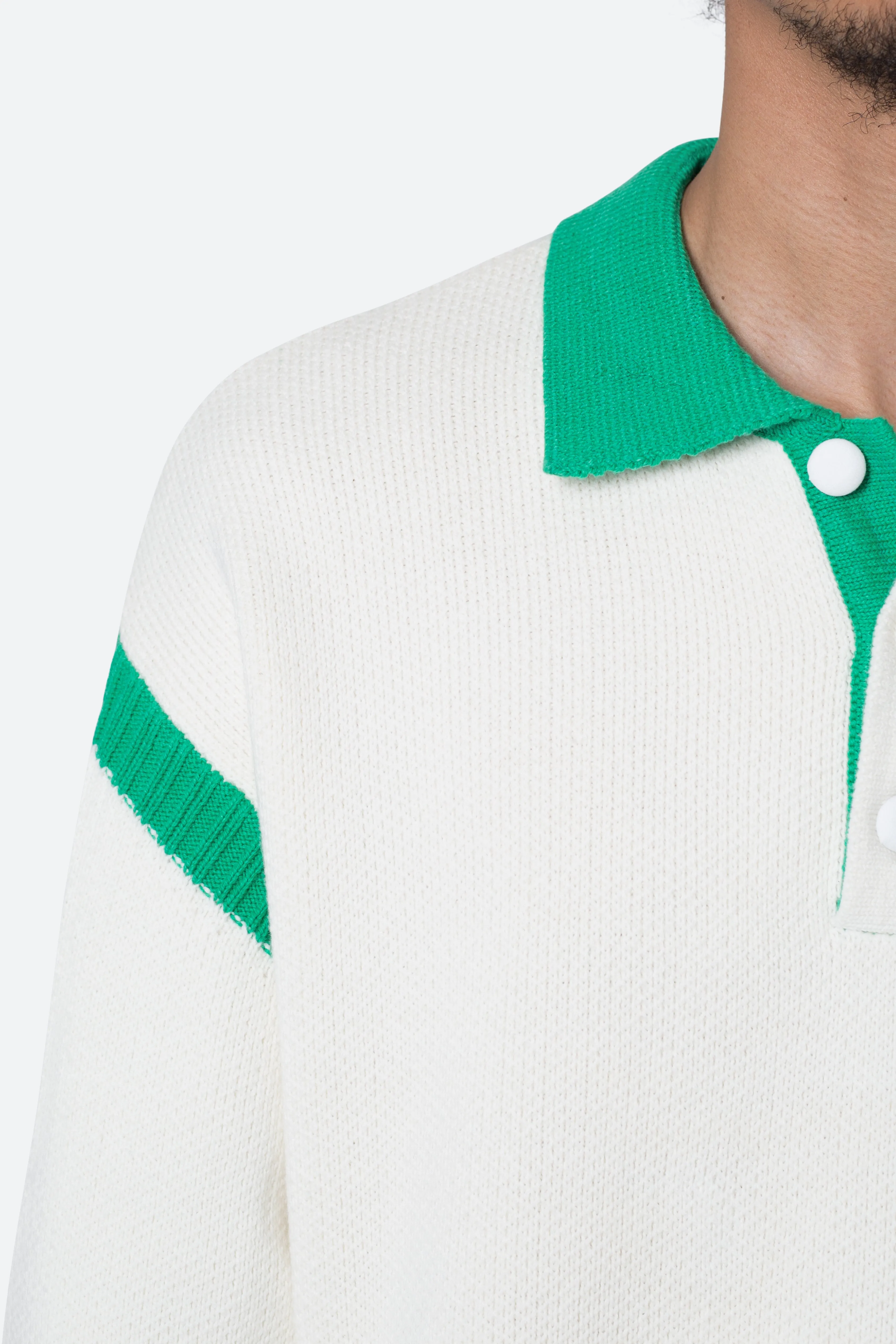 Polo Knit Sweater - Green/White