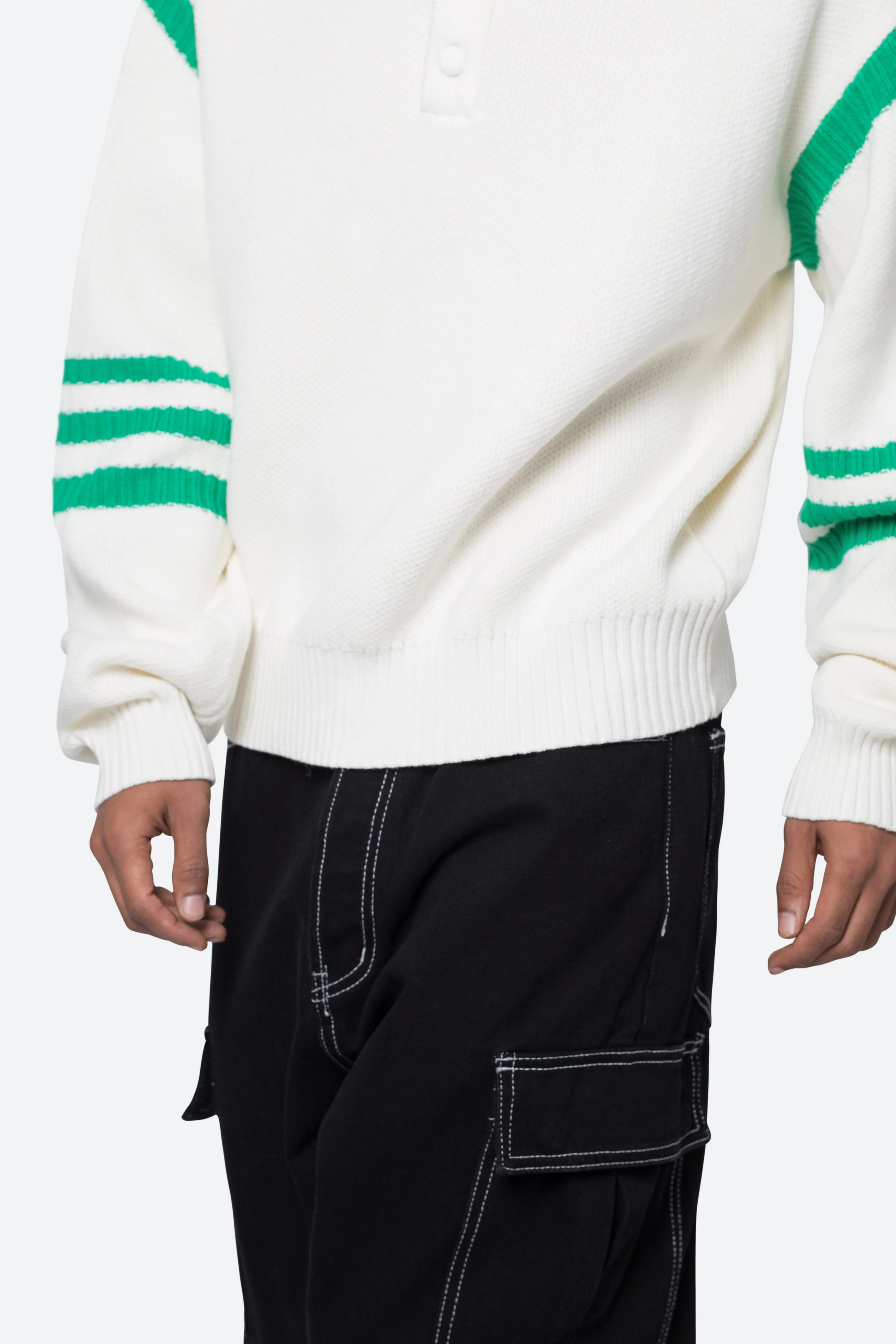 Polo Knit Sweater - Green/White