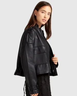 Reload Draped Leather Look Jacket - Black