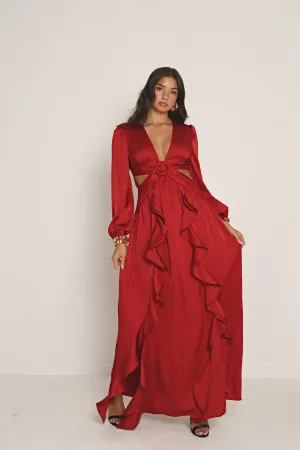 SATIN CUT OUT MAXI DRESS