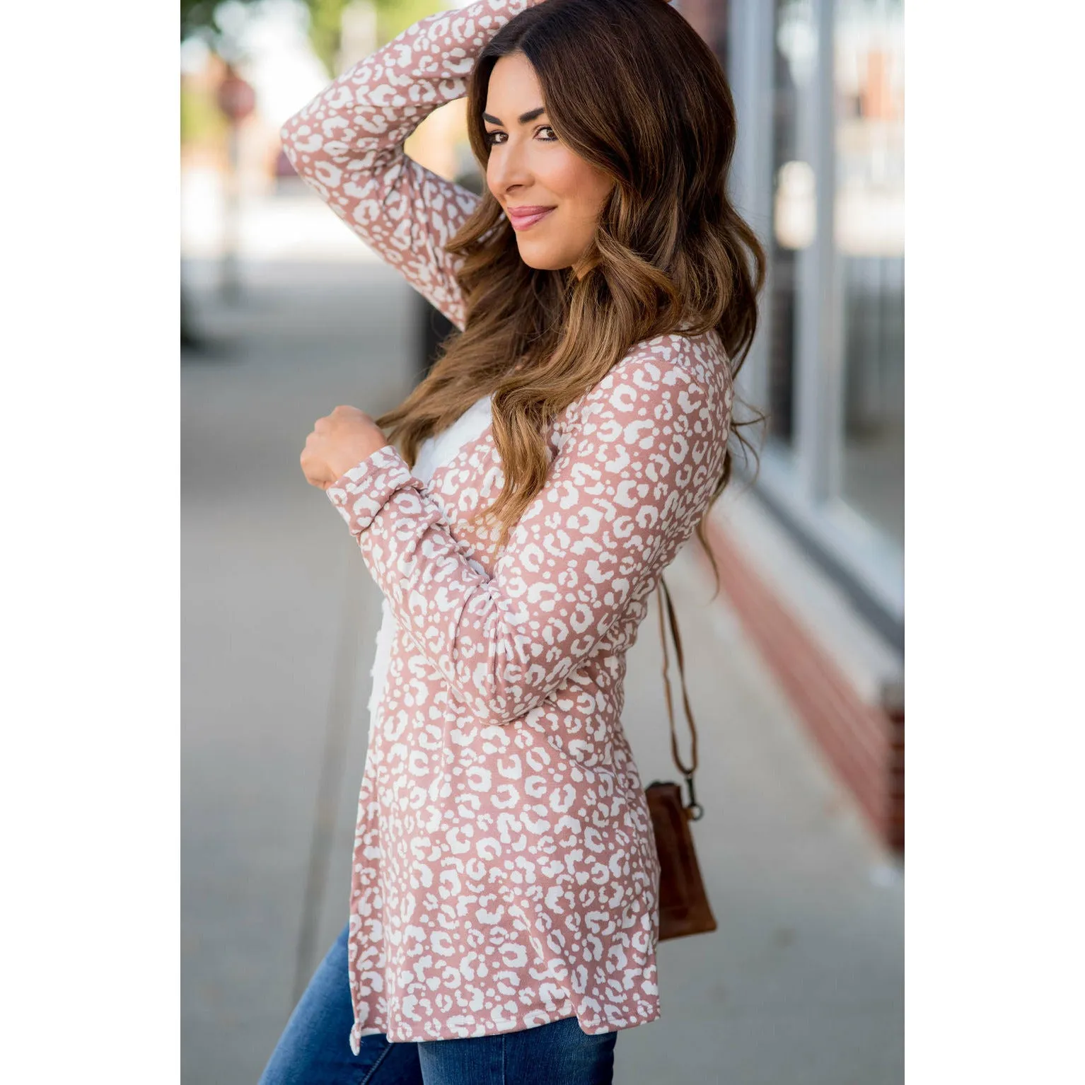 Short Lightweight Leopard Print Cardigan