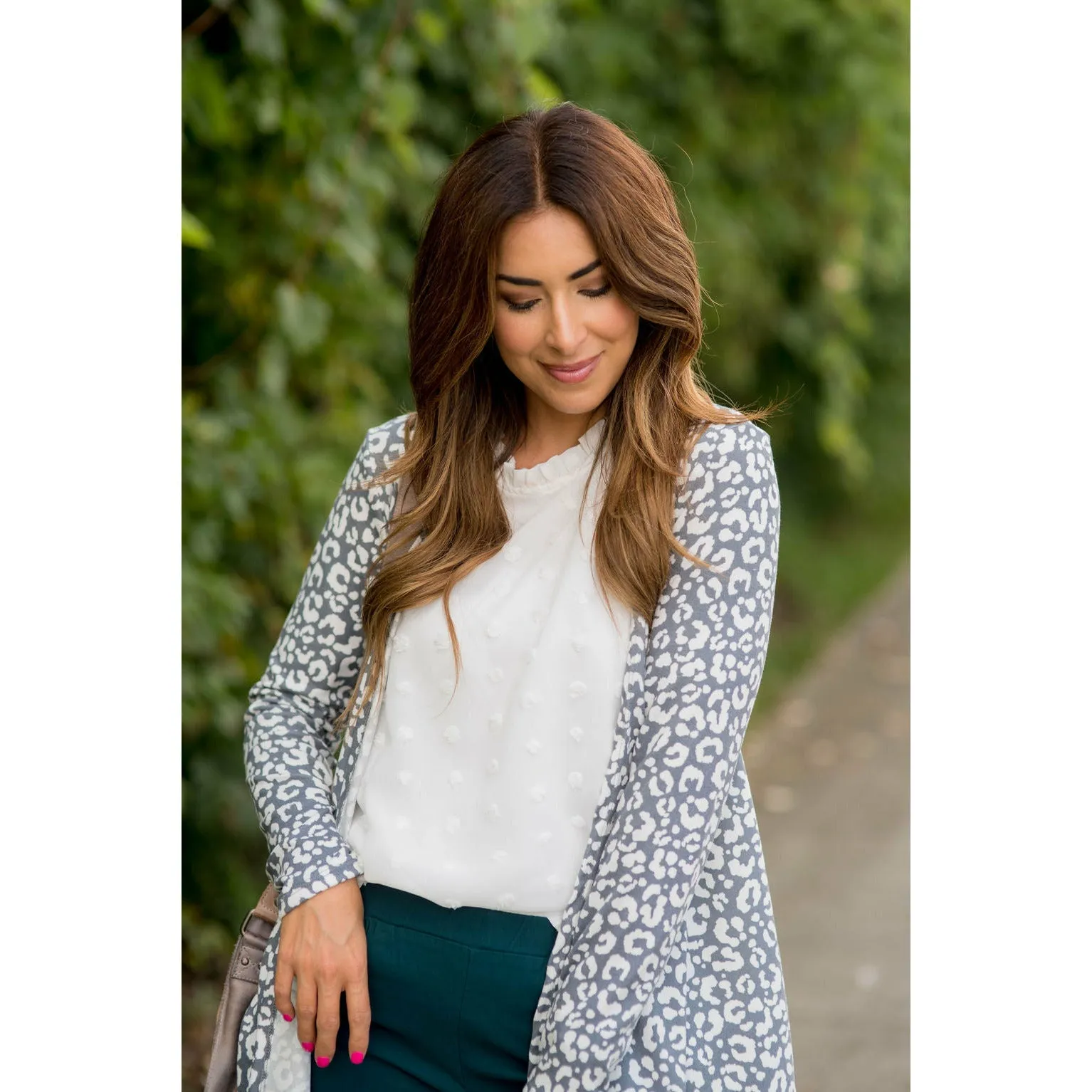 Short Lightweight Leopard Print Cardigan