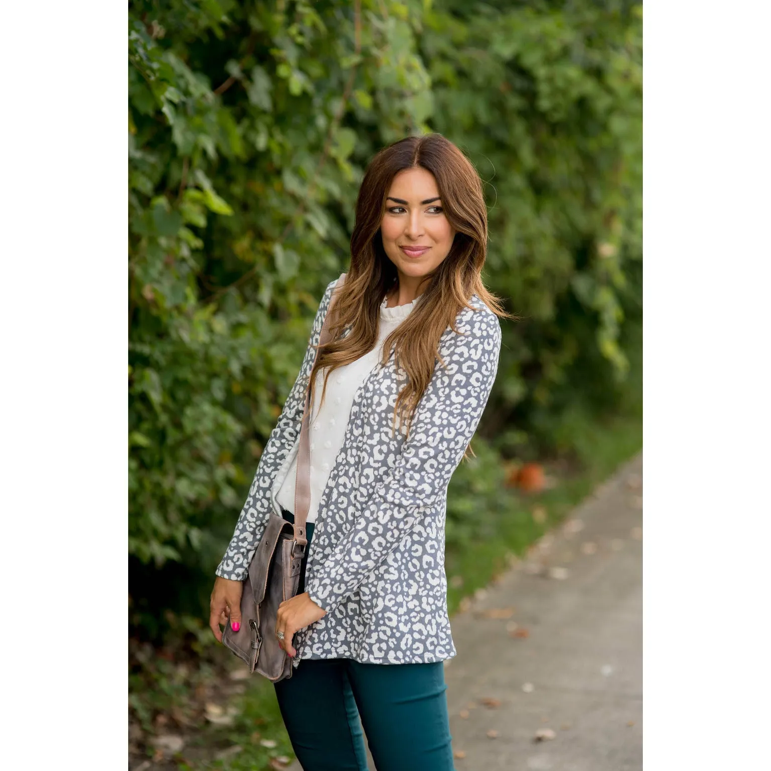 Short Lightweight Leopard Print Cardigan