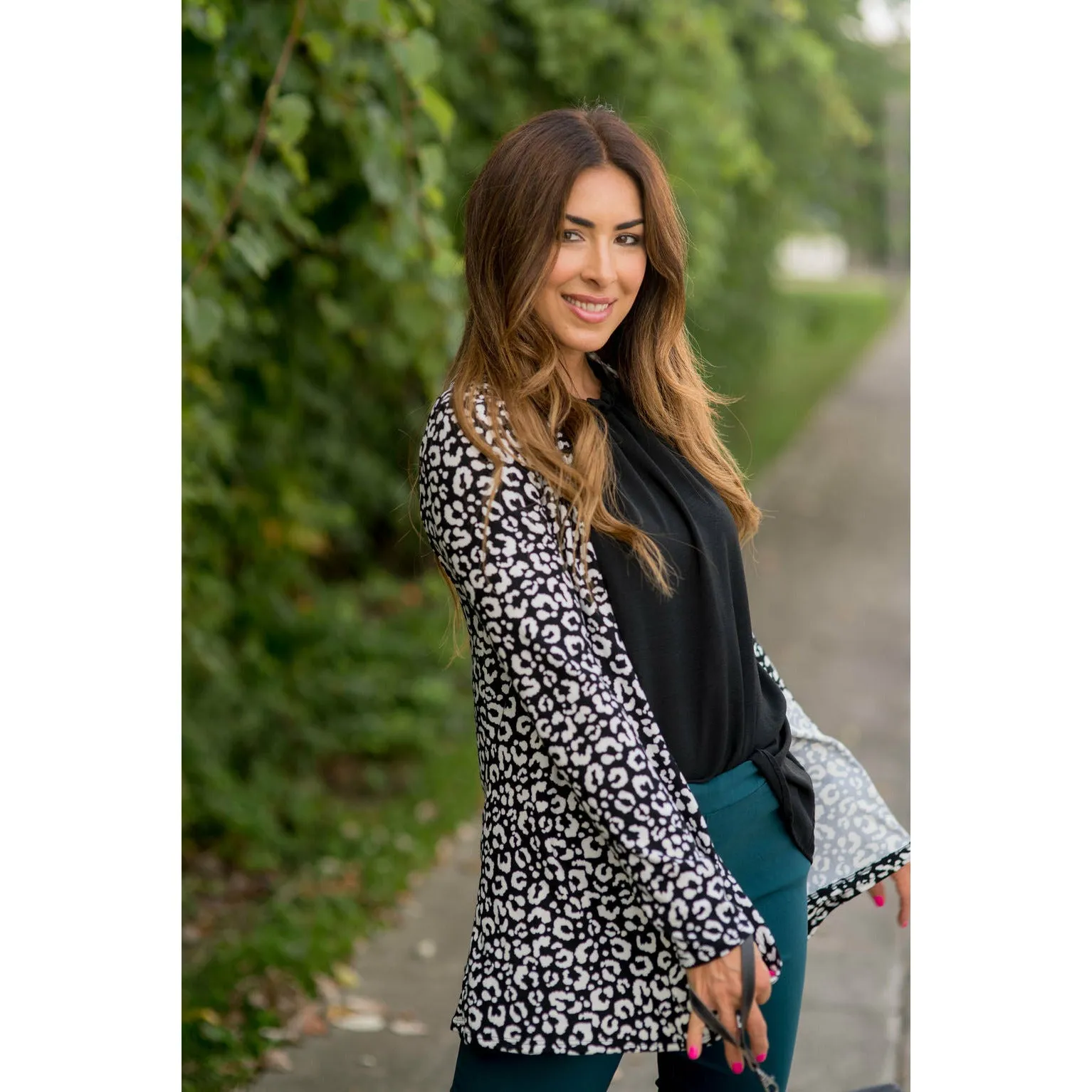 Short Lightweight Leopard Print Cardigan