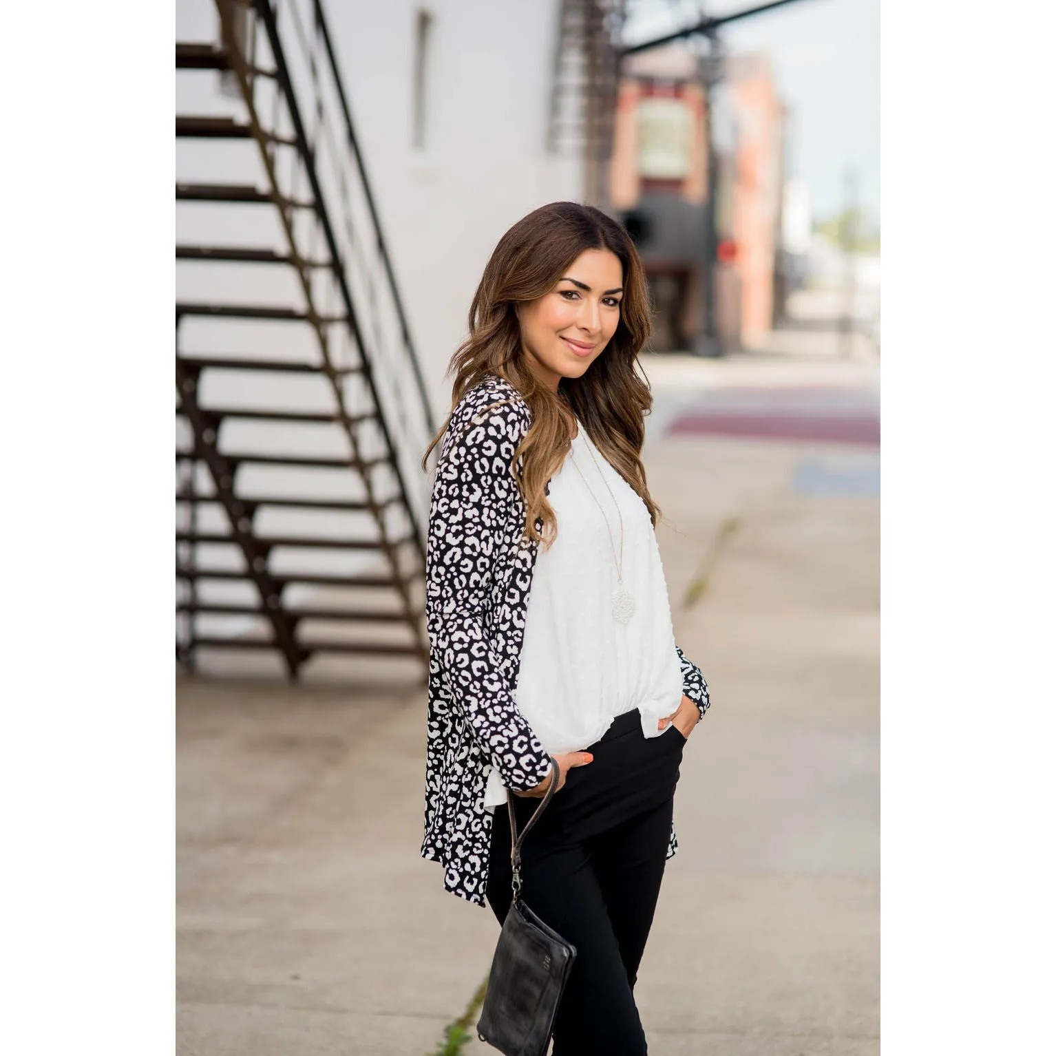 Short Lightweight Leopard Print Cardigan