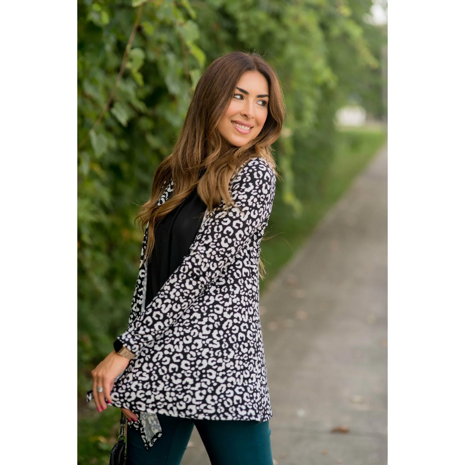 Short Lightweight Leopard Print Cardigan