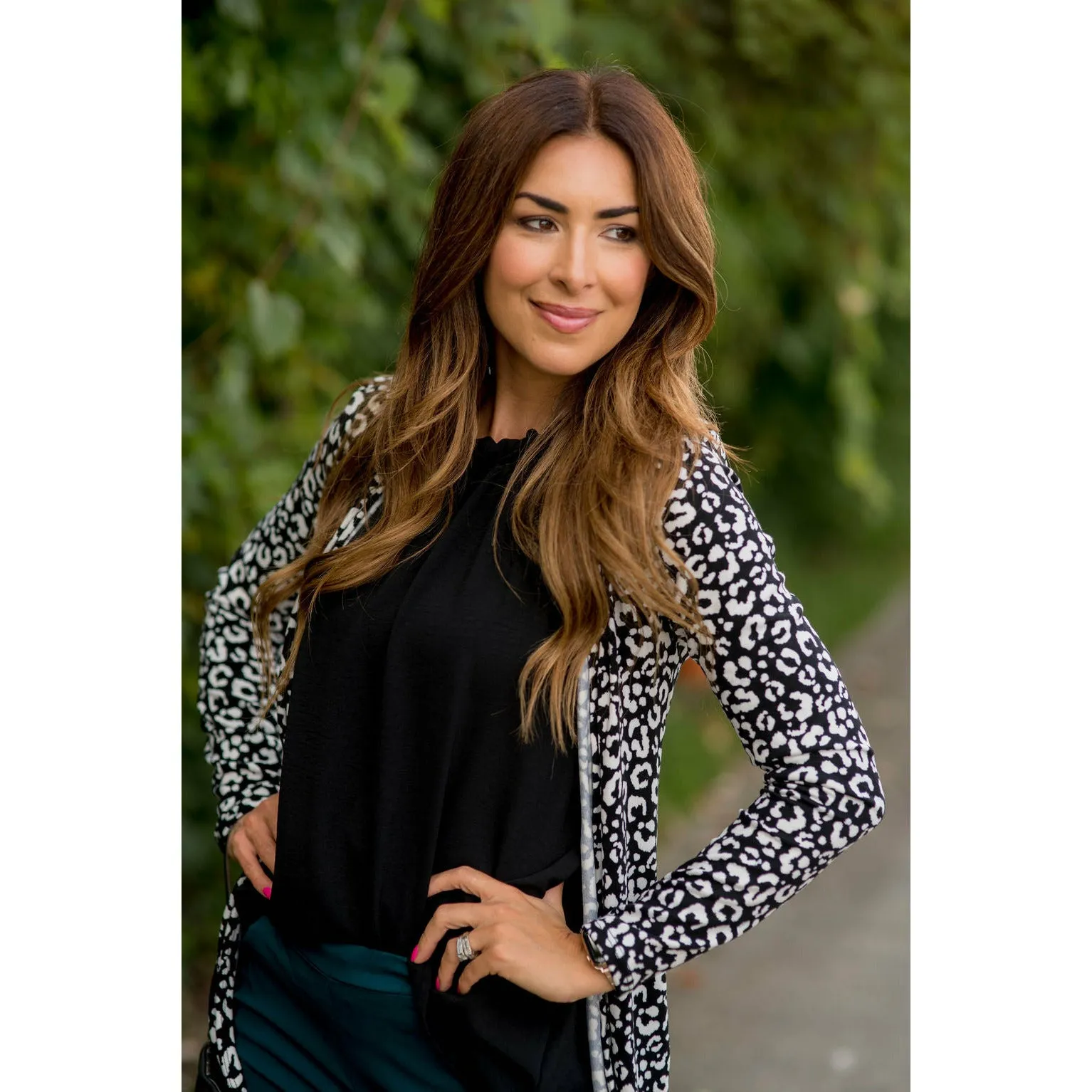 Short Lightweight Leopard Print Cardigan