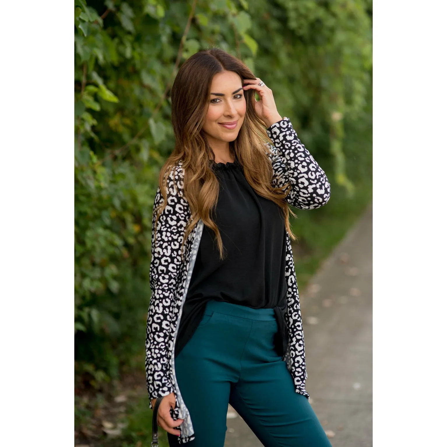 Short Lightweight Leopard Print Cardigan