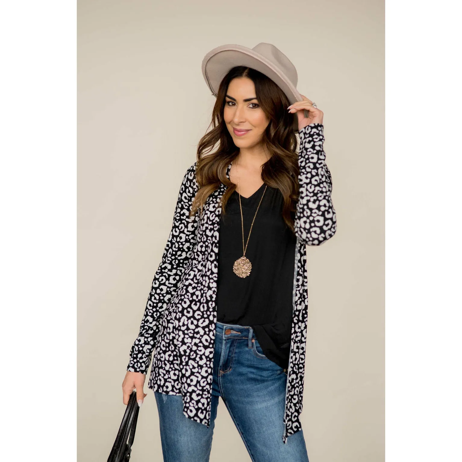 Short Lightweight Leopard Print Cardigan