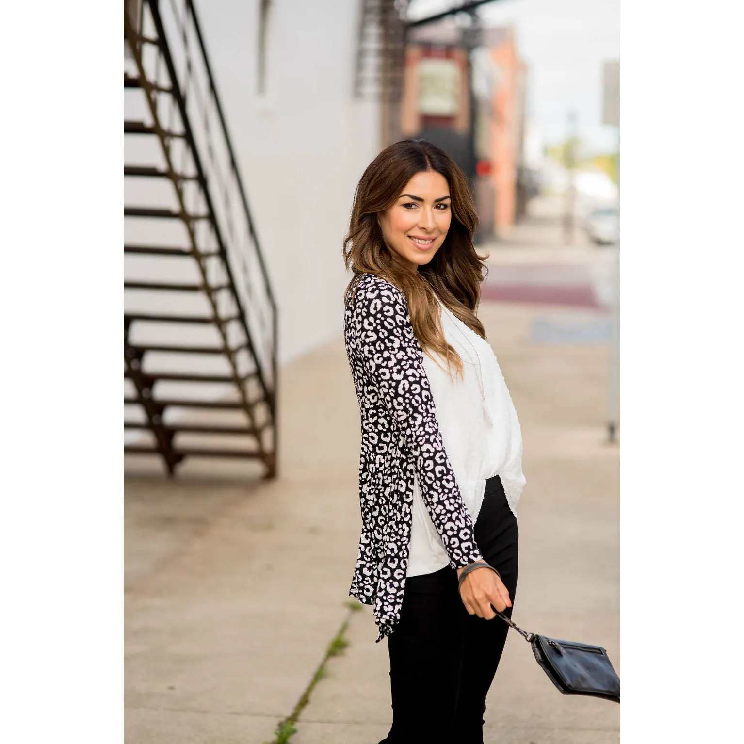 Short Lightweight Leopard Print Cardigan