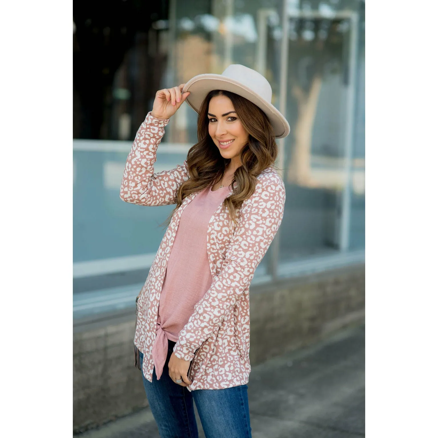 Short Lightweight Leopard Print Cardigan